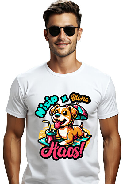 StoryGift Romania Tricou Barbati Caine Pe Plaja, Nisip Blana=haos Animal De C...