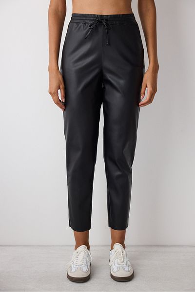 Penti Black High Waist Pocket Leather Trousers
