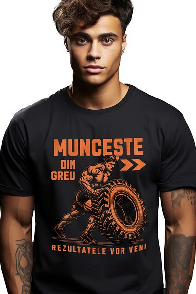 StoryGift Romania Tricou Barbati Om Puternic Exercitii Fizice Sport Gym Motivat Cu Imprimeu Pe Fata, 100% Bustg