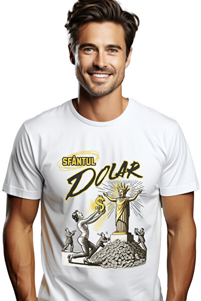 StoryGift Romania Tricou Barbati Statuie Sfantul Dolar Bani Iubitorii De Aver...