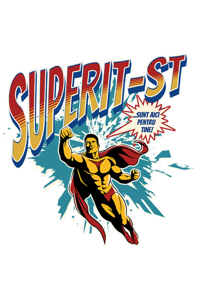 StoryGift Romania Sticker Eticheta 50CM Super IT-st SuperErou Sunt Aici Pentru Tine cu Margini Albe, PVC Vinyl 50 cm