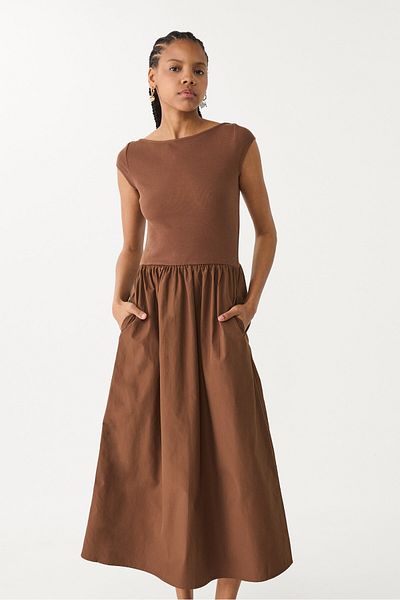 Stradivarius Contrasting midi dress