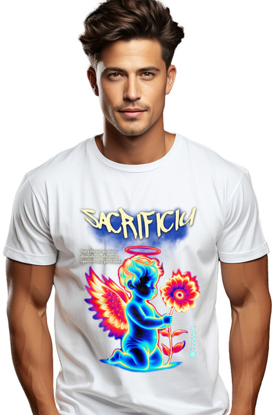 StoryGift Romania Tricou Barbati Sacrificiu Inger Bebelus Cu Floare Radiatii ...