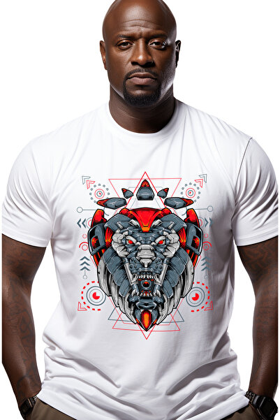 StoryGift Romania Tricou Barbati Cu Cap De Leu, Robot, Geometric, Cyberpunk, ...