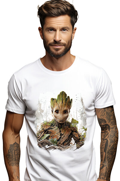 StoryGift Romania Tricou Barbati Cu Groot, Frunze, Marvel, Extraterestru, Gua...