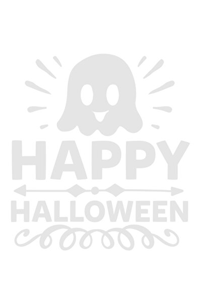 StoryGift Romania Sticker Adeziv 20CM Exterior cu o fantoma si textul "Happy Halloween" - Halloween fericit , Vi