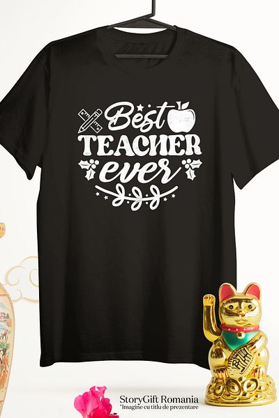 StoryGift Romania Men's T-shirt for the best teacher appreciated by students with a message in English with STG
