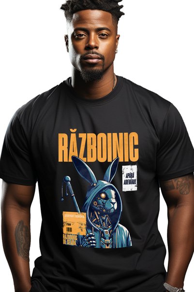 StoryGift Romania Ανδρικό T-Shirt με κουκούλα, σχέδιο Κουνέλι Ρομπότ Καλός Πο...