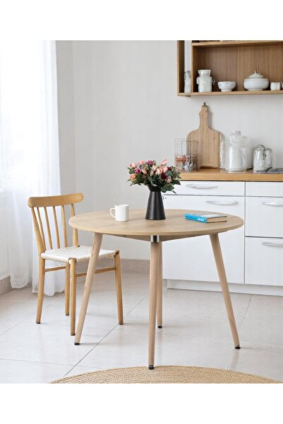 FLORADESİGN Mutfak Masası, Yuvarlak Mutfak Masası / 100cm / Meşe