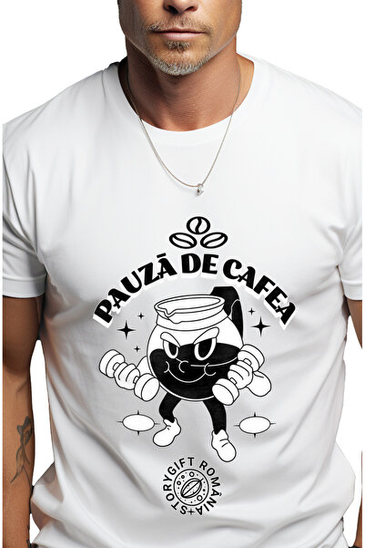 StoryGift Romania Tricou Barbati Pauza De Cafea Cana Cafea Ridicand Greutati ...