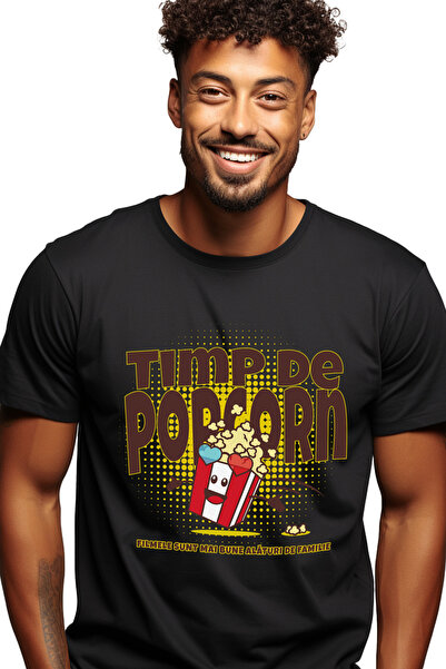 StoryGift Romania Tricou Barbati Timp De Popcorn. Filmele Sunt Mai Bune Cu Fa...