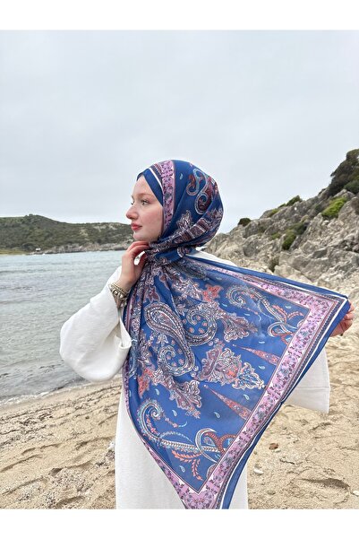 MODA شال من سلسلة Wieve الخالدة بنمط عرقي باللون الأزرق