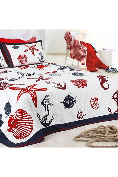 NEEA HOME Double Jacquard Bedspread 260X260 – Ocean Sea Pattern, Stylish Woven Cotton Bedspread