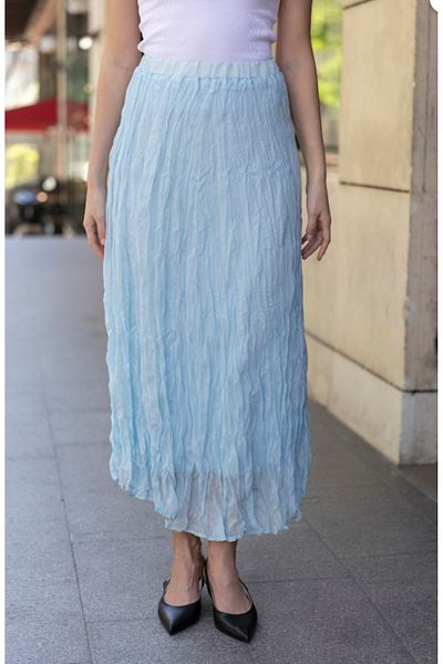 My Blog Light Blue Crinkle Skirt - 3207