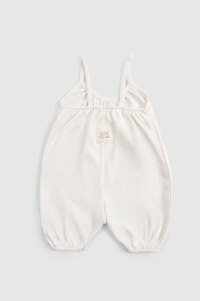 Little Gusto Organic Cotton Ecru Baby Rope Strap Shorts Jumpsuit