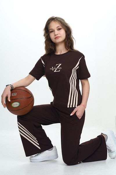 Asortix Girl's Double Top & Bottom Set - Trousers & Short Sleeve T-Shirt - 100% Cotton