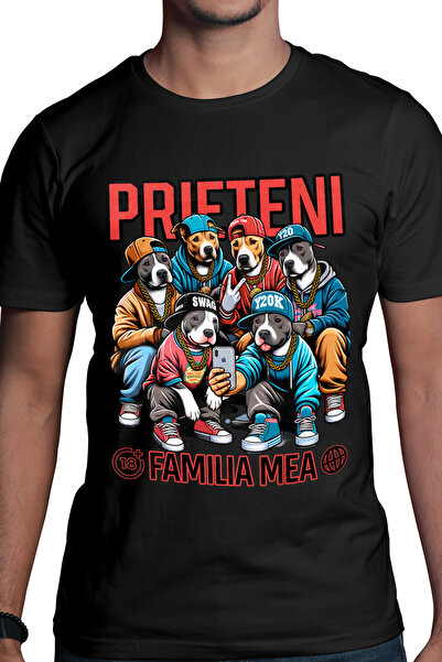 StoryGift Romania Tricou Barbati Prietenii Mei, Familia Mea Caini Gangster, I...