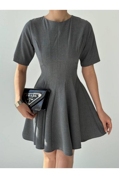 AKNButik Crem Pleated Dress