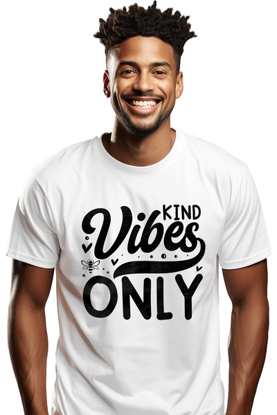 StoryGift Romania Tricou Barbati Cu Inimioare Si Textul "kind Vibes Only" - D...