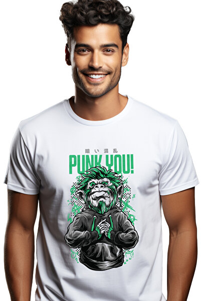 StoryGift Romania Tricou Barbati Cu Mesaj In Engleza Punk You, Gorila Cu Par ...