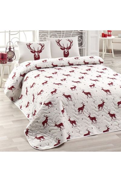 Enlora Home Quilted Bedspread with 1 Pillow Case, Single Person, Enlora Home, Geyik Claret Red
