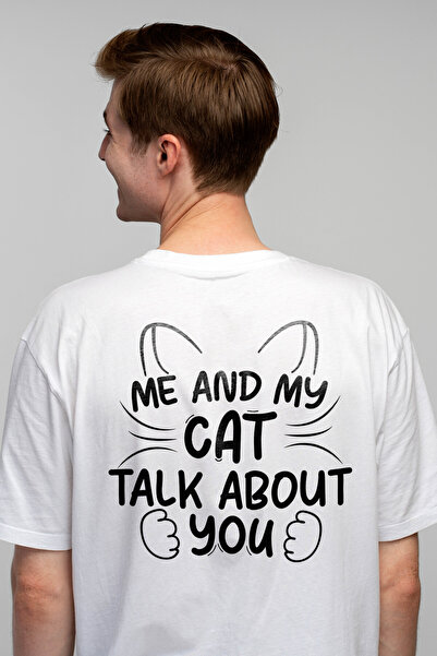 StoryGift Romania Tricou Barbati Cu Mesajul "me And My Cat Talk About You" - ...