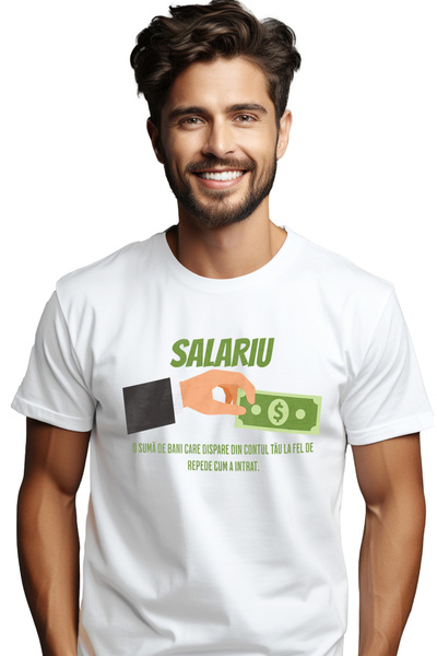 StoryGift Romania Tricou Barbati Salariu O Suma De Bani Care Dispare Repede B...