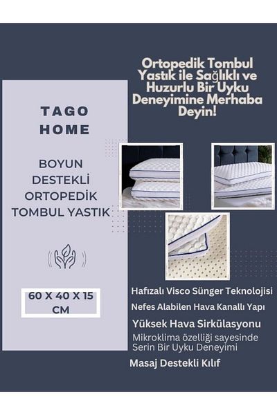 Tago Home Collagen Chubby Air Conditioned Aircomfort Visco Pillow (60X40X15 cm)