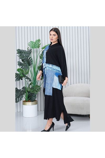 Eceyaman moda Women's Black Printed Large Size Dress