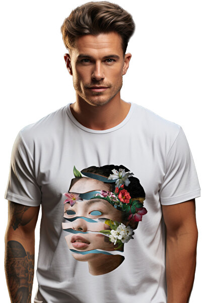 StoryGift Romania Tricou Barbati Cu Portret Taiat In Multe Felii, Chip Asiati...