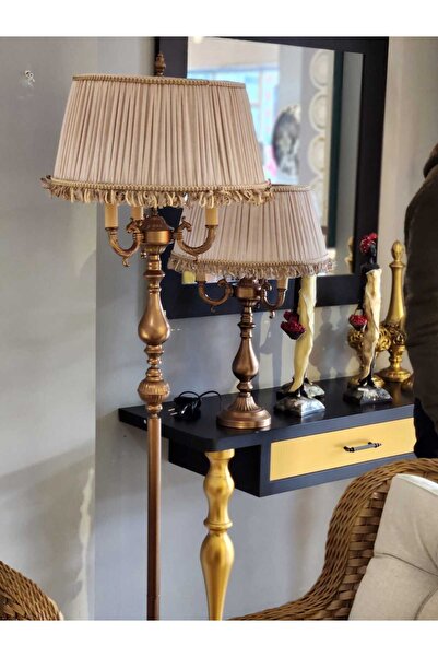 ROSA BIANCA CASA Ottoman Lambader BRONZ Ayak VİZON Şapka 170cm.