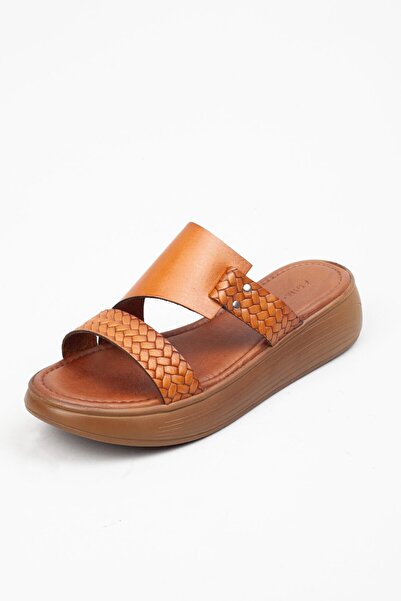 Adım Adım Дамски чехли от естествена кожа в кафяво