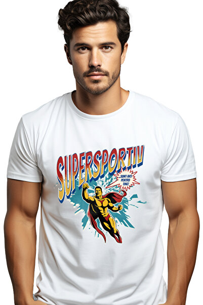 StoryGift Romania Tricou Barbati Super Sportiv Supererou Sunt Aici Pentru Tin...
