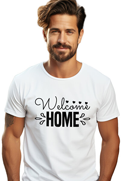 StoryGift Romania Ανδρικό μπλουζάκι με σχέδιο καρδιές και μήνυμα  "Welcome Ho...