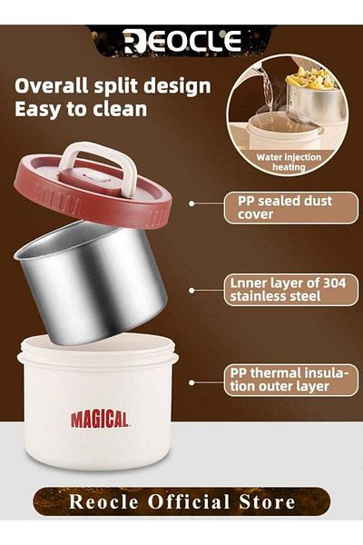 REOCLE Bento Box Adult Lunch Box Set 4 Pack Portable Insulated Lunch Containers