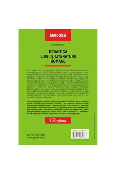 Polirom Didactics of the Romanian language and literature (2020 edition), Emanuela Ilie