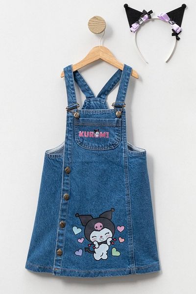 Minik Dolap Κοριτσίστικο τζιν φόρεμα Gilet με στέμμα Kuromi