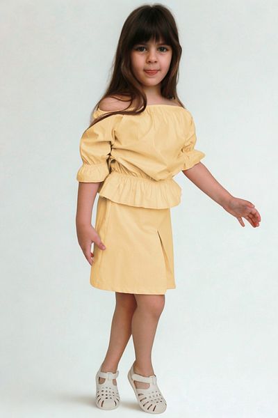 Parla Kids Girl's Alina Madonna Gold Skirt Blouse Set