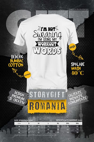 StoryGift Romania Men's T-shirt with the message "I don't talk shit, I use my training words" STG