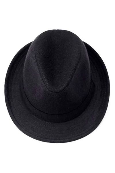 PRATİKOBA Children's Boy Black Fabric Sombrero Cap Performance Cap Michael Jackson Cap No 54