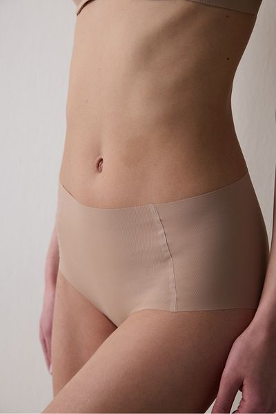 Penti Gerippte Bonding Laser Cut Cover Beige Slip Höschen