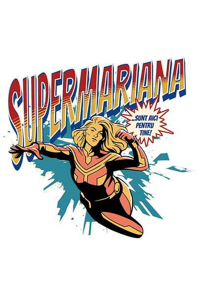 StoryGift Romania Sticker Adeziv 90CM Super Mariana, SuperErou Sunt Aici Pentru Tine cu Margini Albe, PVC Vinyl 90 cm