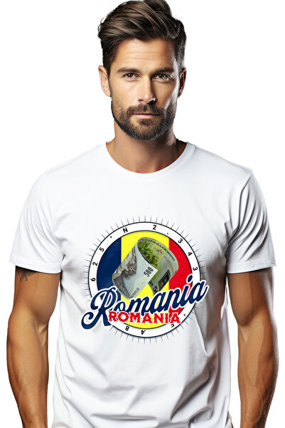 StoryGift Romania Tricou Barbati Romania - Bancnota De 500 Lei Cu Imprimeu Pe...
