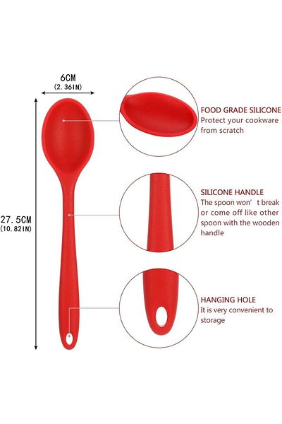 elfnur Hard Tip Heat Resistant Silicone Colander Spatula Ladle Spoon Set 4Pcs Black