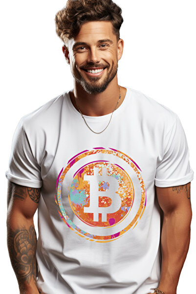 StoryGift Romania Tricou Barbati Cu Simbol Bitcoin In Cerc, Crypto, Monede Vi...