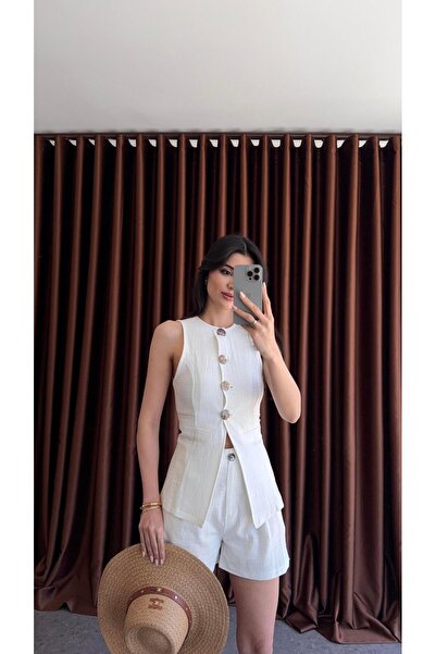 HAZELANNA Set vestă-short din in