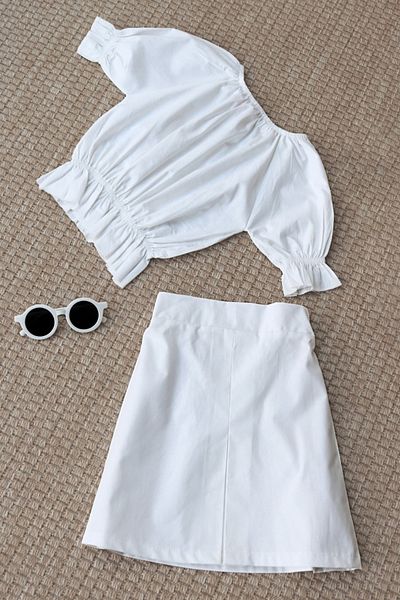 Parla Kids Girl's Alina Madonna White Skirt Blouse Set
