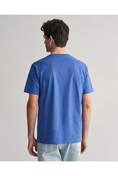 Gant Erkek Mavi Regular Fit Bisiklet Yaka Logolu T-Shirt