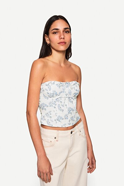 Bershka Poplin Bandeau Top