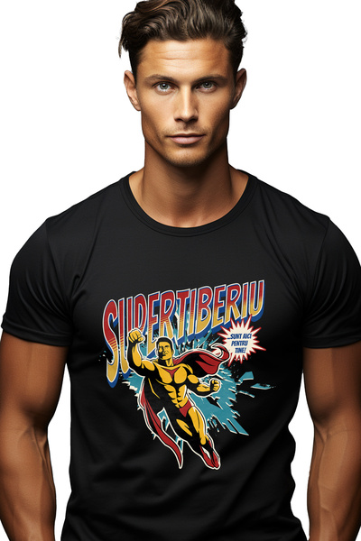 StoryGift Romania Tricou Barbati Super Tiberiu, Supererou Sunt Aici Pentru Ti...